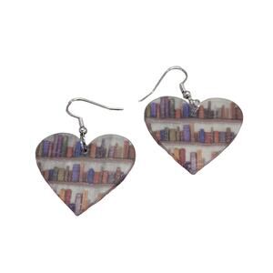 Heart acrylic book earrings